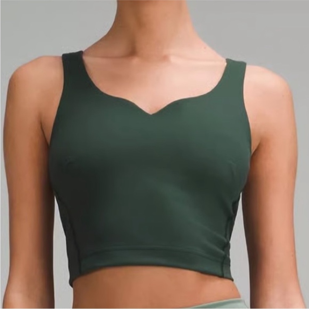 Women’s Dark Green V-Neck Crop Tank Top